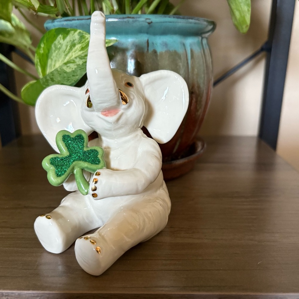 Lenox Emerald Shamrock Elephant Figurine